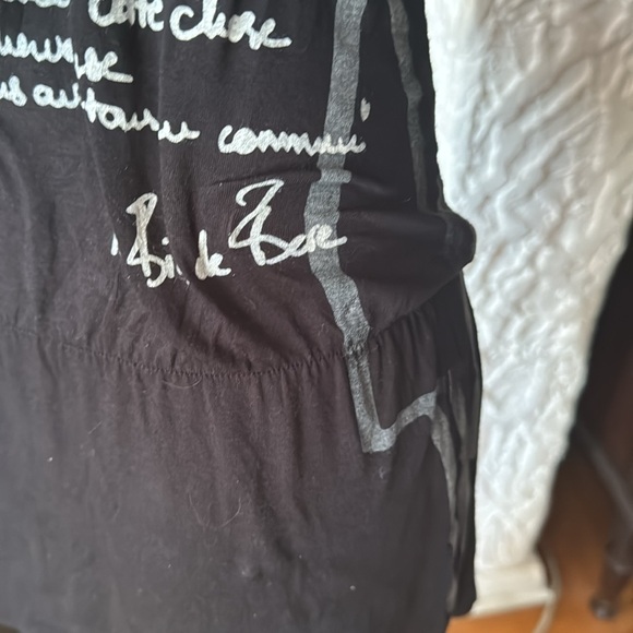 Black cotton t shirt dress with French graffiti - Picture 6 of 7